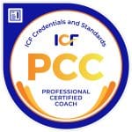 Mavi Detaylarla Çevrili ICF PCC Koçluk Logosu